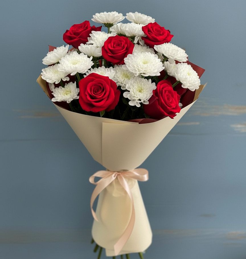 Букет цветов из: Розы и Хризантемы в Советском Республика Дагестан