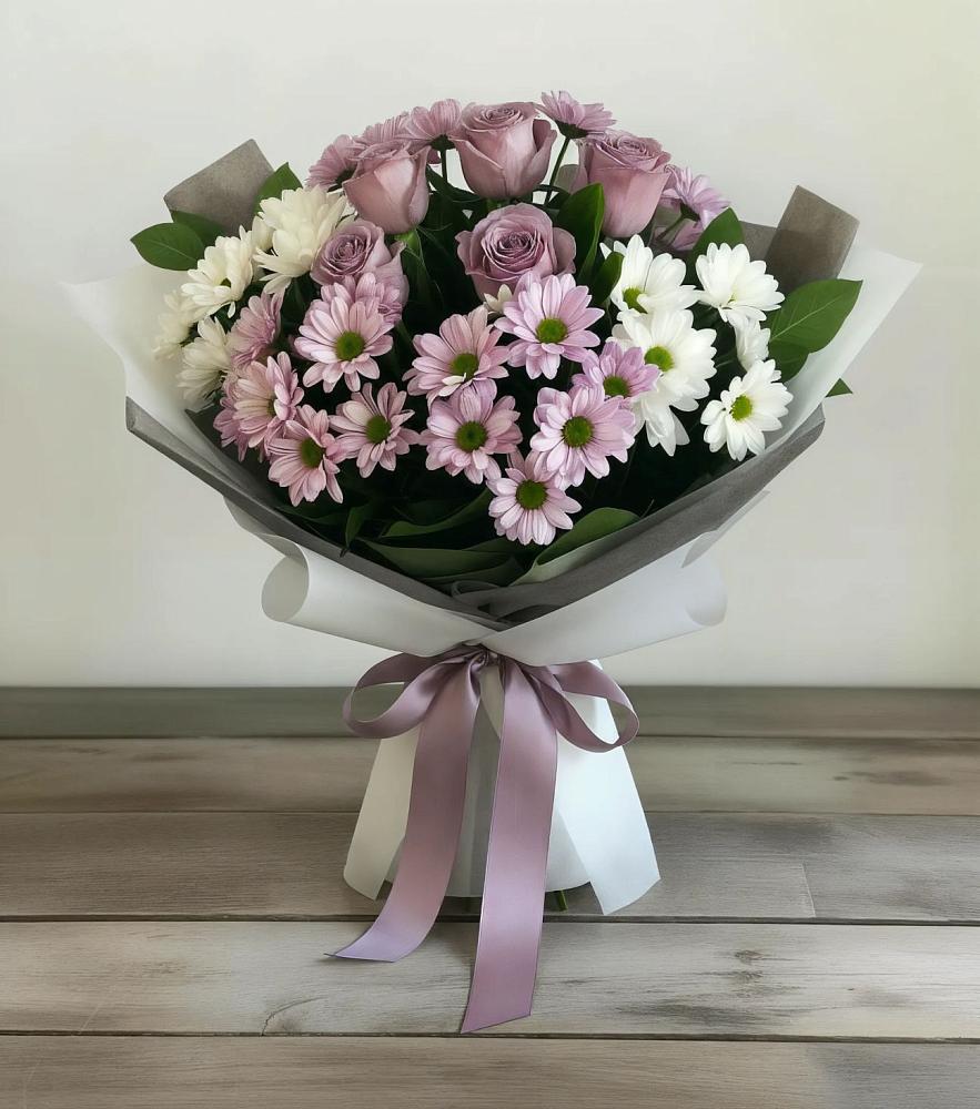 Букет цветов из: Хризантемы и Розы в Советском Республика Дагестан