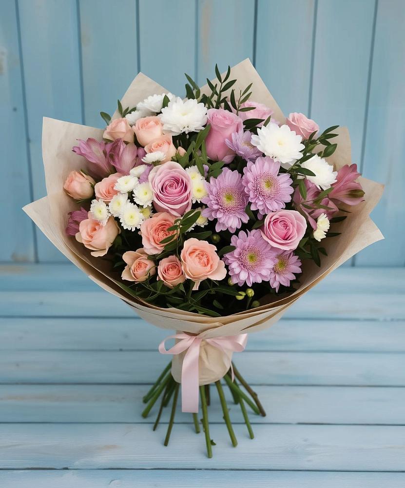 Букет цветов из: Хризантемы, Розы и Альстромерии в Советском Республика Дагестан