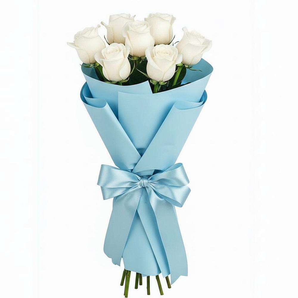 Букет 7 белых роз Проуд в Советском Республика Дагестан