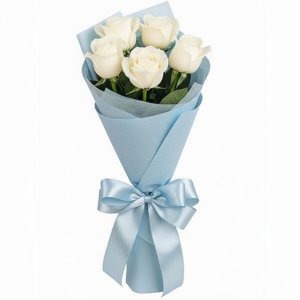 Букет 5 Белых роз Проуд в Советском Республика Дагестан