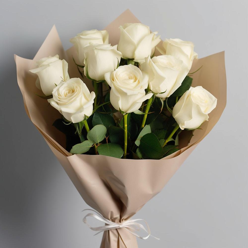 Букет 9 Белых роз Эдлесс Лав в Советском Республика Дагестан