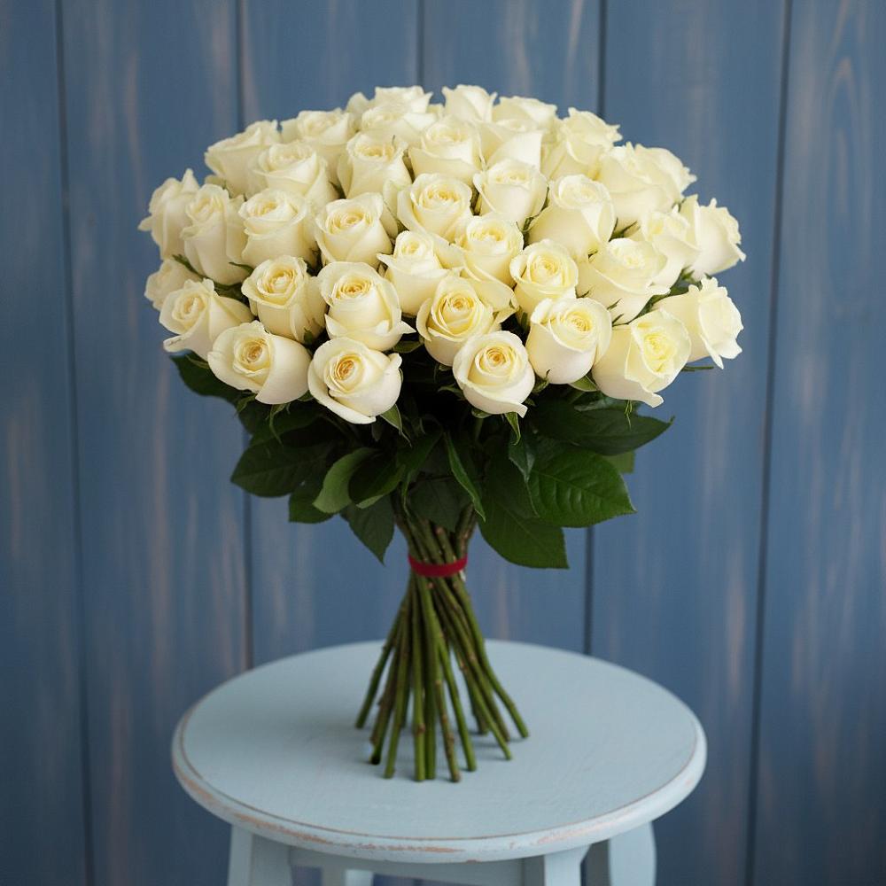 Букет 51 Белая роза Эдлесс Лав в Советском Республика Дагестан