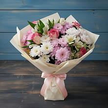 Букет цветов из:  Хризантемы, Альстромерии и Розы в Советском Республика Дагестан