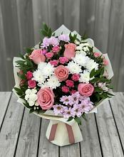 Букет цветов из:  Альстромерии, Гвоздики, Розы и Хризантемы #REPLACE_PRED# Советском Республика Дагестан