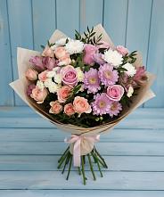 Букет цветов из:  Хризантемы, Розы и Альстромерии #REPLACE_PRED# Советском Республика Дагестан