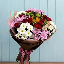 Букет цветов из:  Розы, Хризантемы и Альстромерии в Советском Республика Дагестан