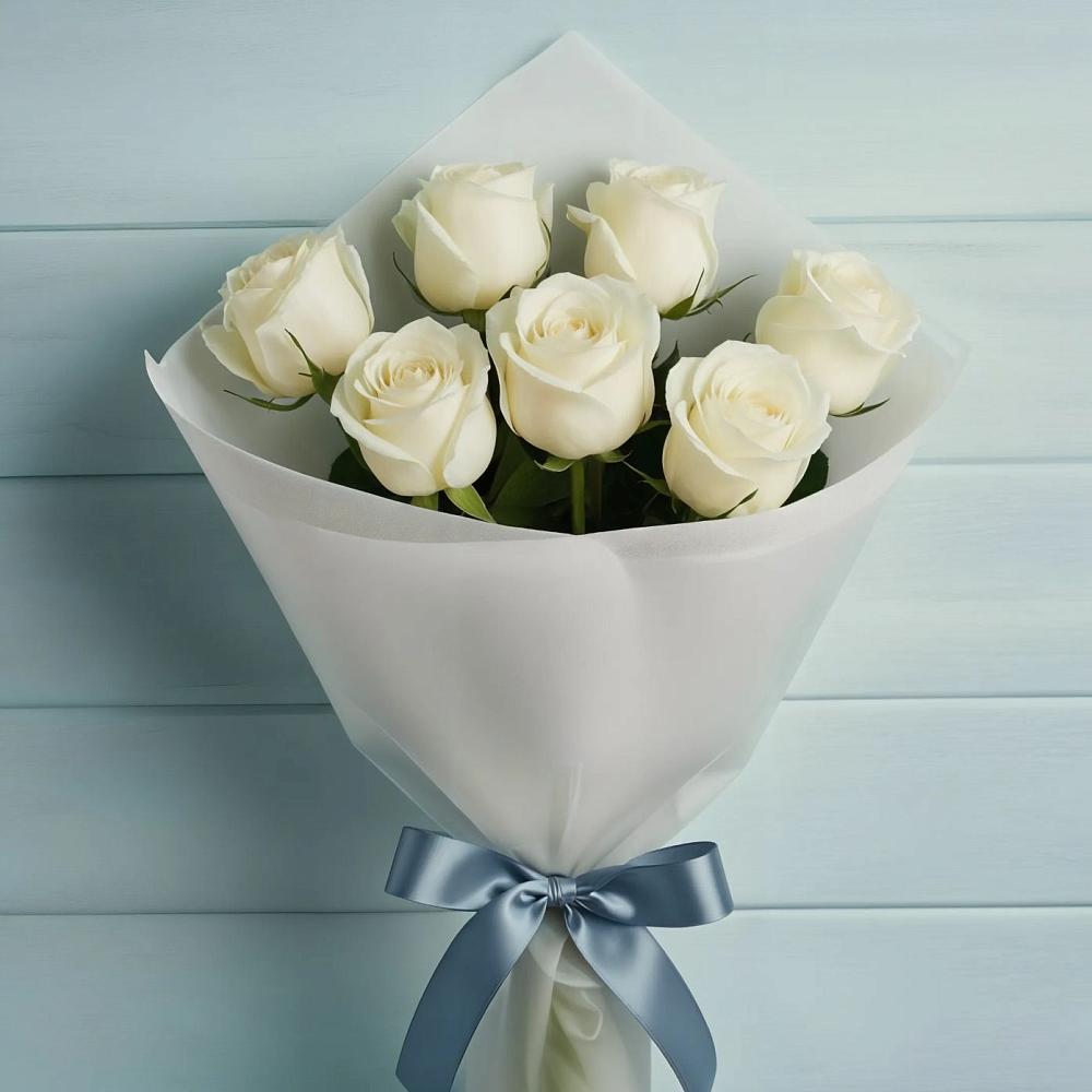 Букет 7 Белых роз Эдлесс Лав в Советском Республика Дагестан