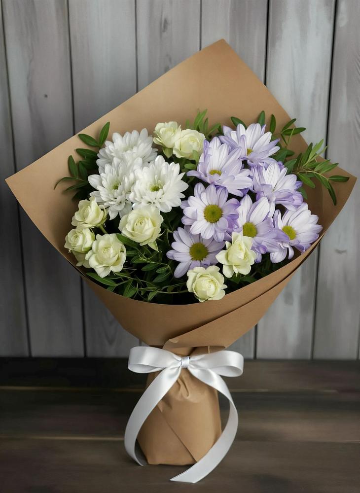 Букет цветов из: Хризантемы и Розы в Советском Республика Дагестан